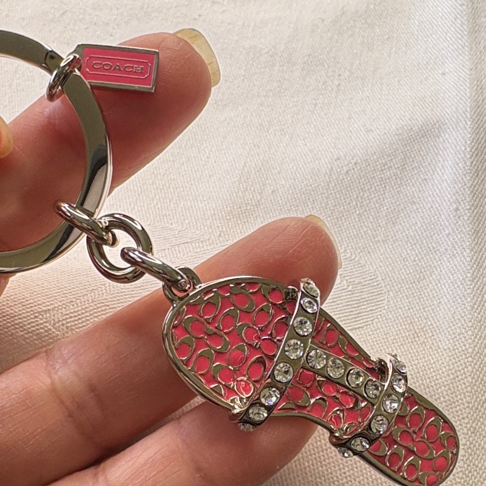 Coach Pink Rhinestone Flip Flop Keyring